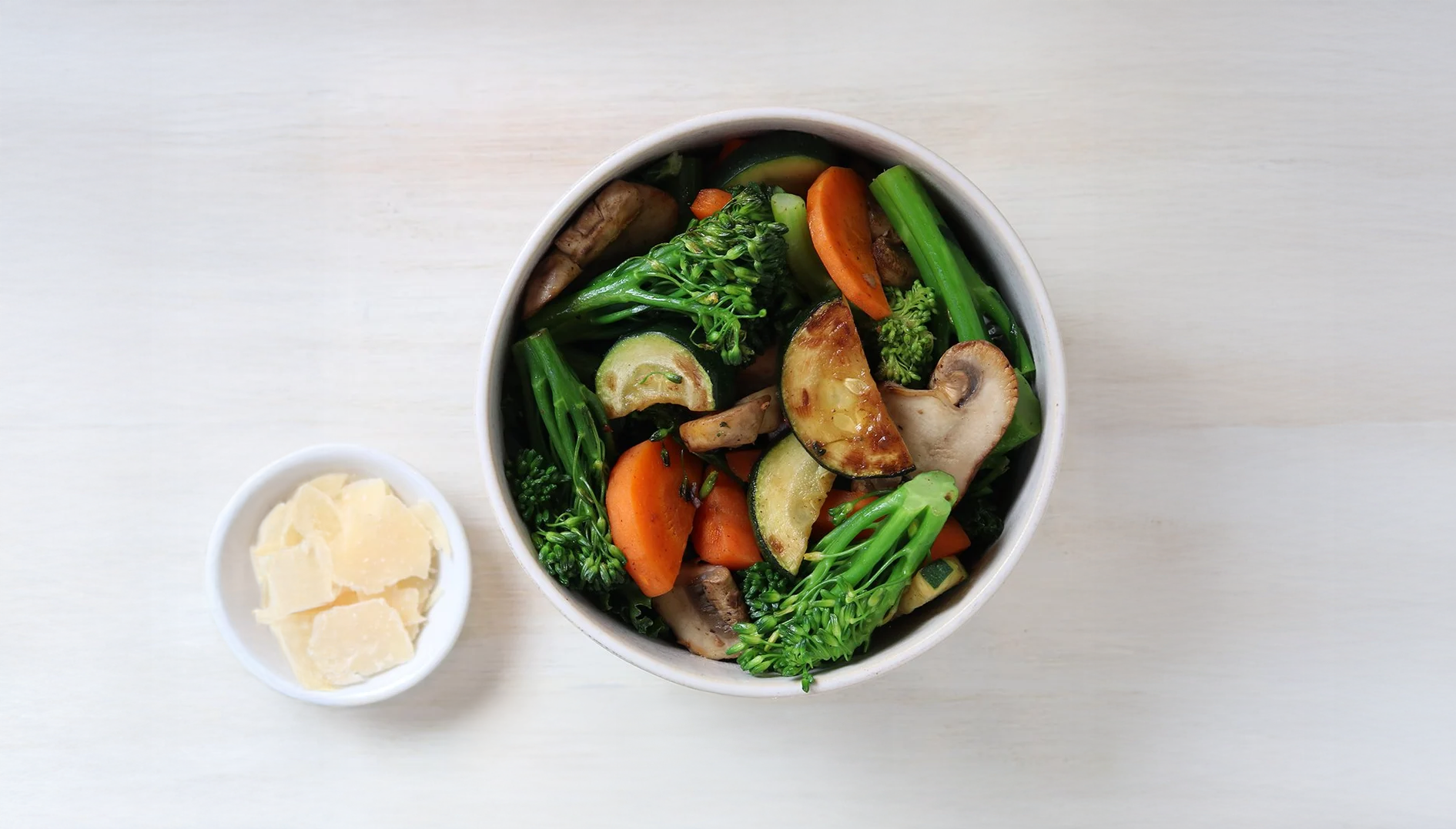 Roasted vegetables and side of parmesan