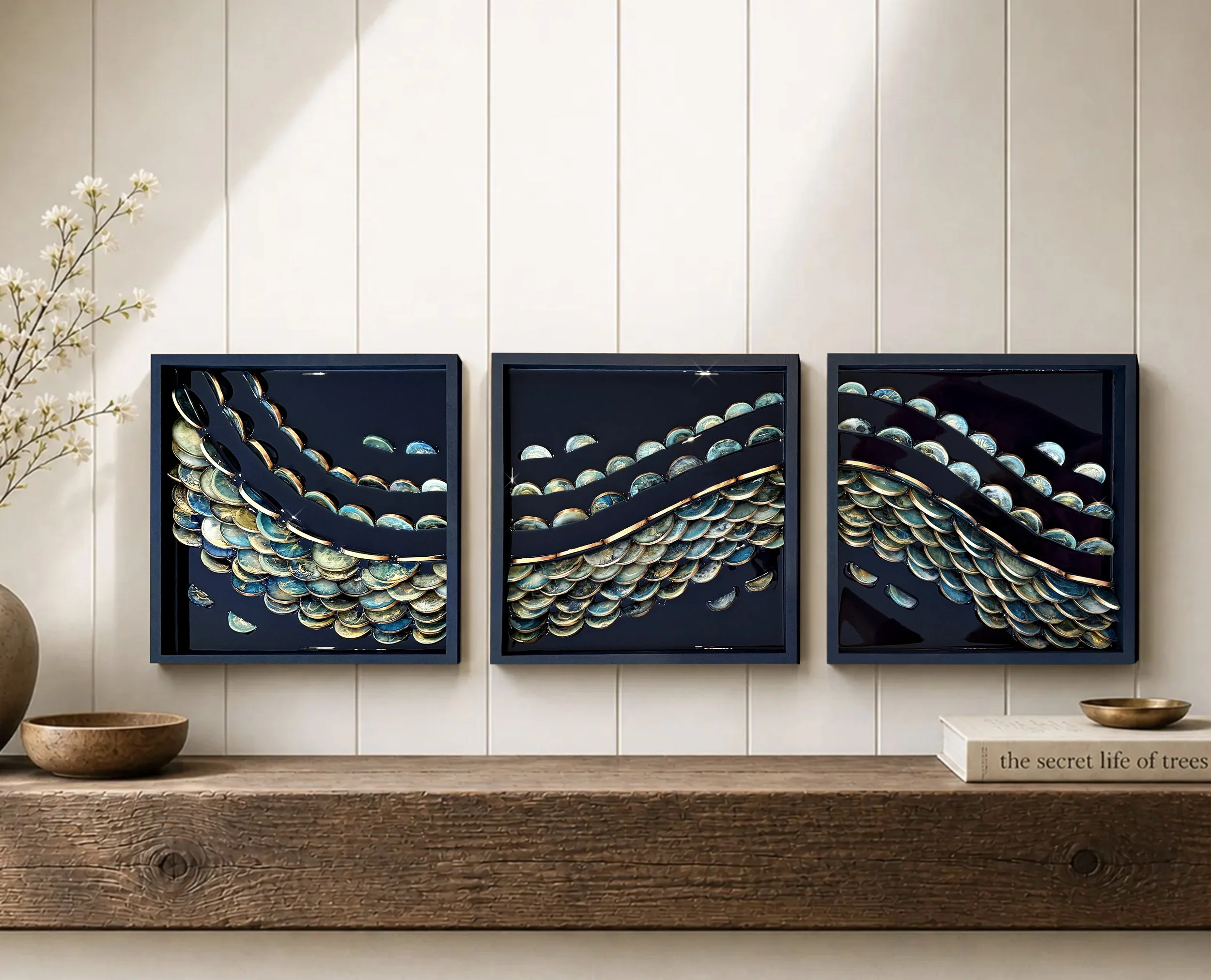 Mezzanotte Blue 01 by Erika Givens (Set of Three)