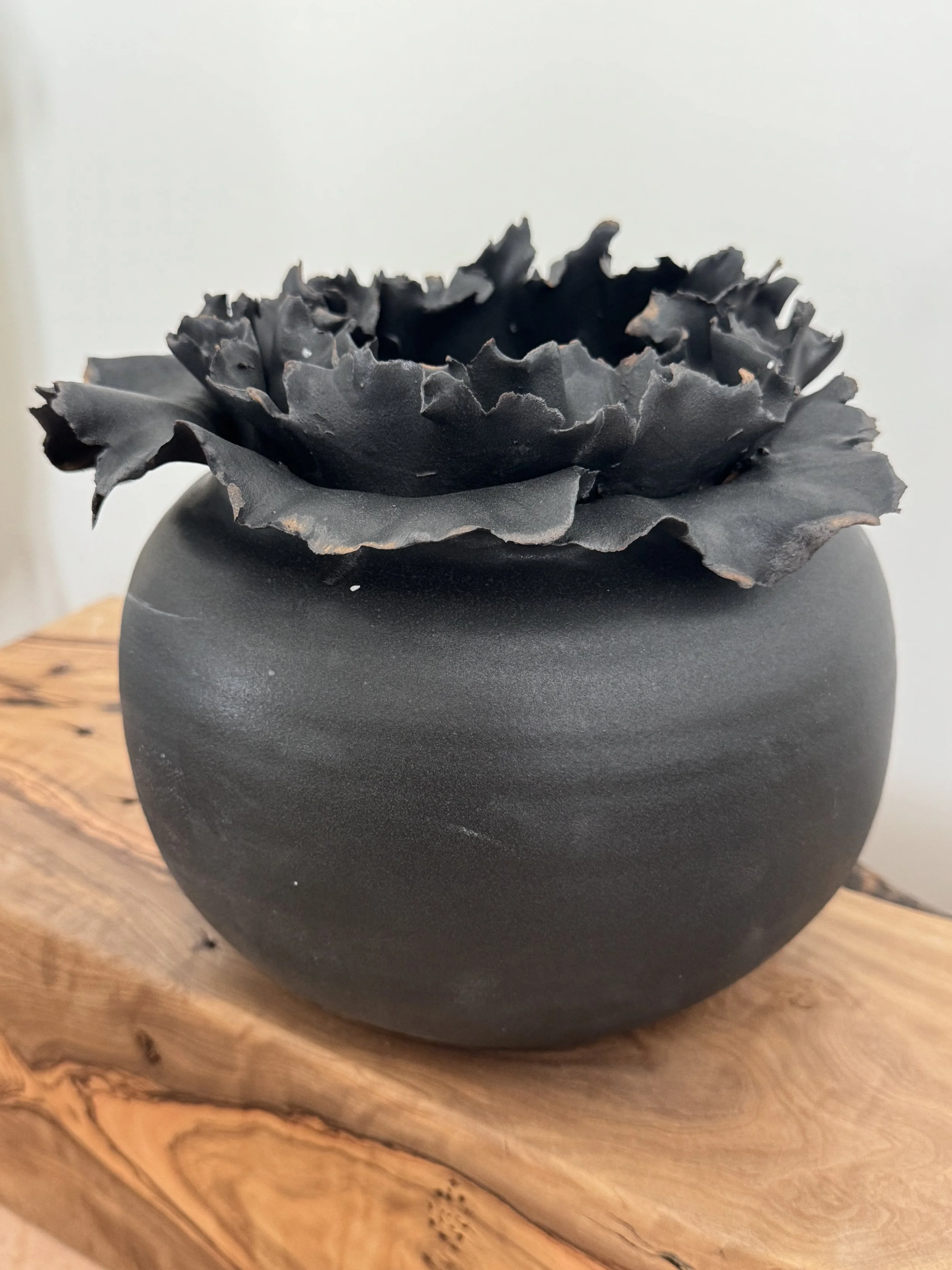 Black Petal Vessel (Short) by Bettina Chow