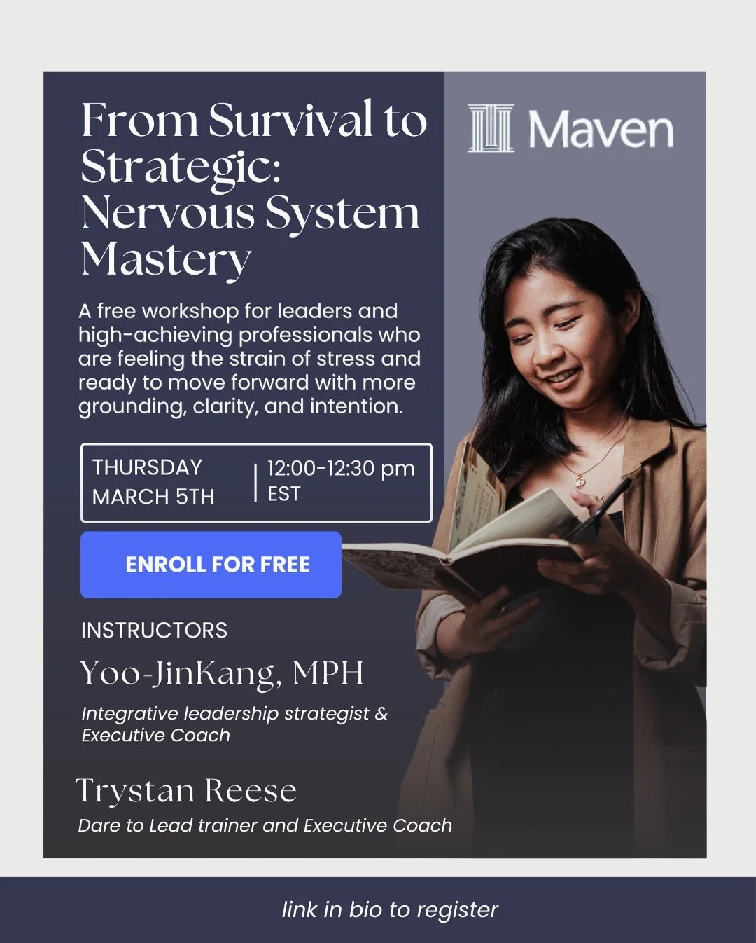 📚Happy Monday, friends! I&rsquo;m excited to share a *free* workshop I&rsquo;m offering this Thursday with my dear friend &amp; colleague, Trystan Reese.

From Survival to Strategic: Nervous System Mastery is a live 30-minute session where we explor