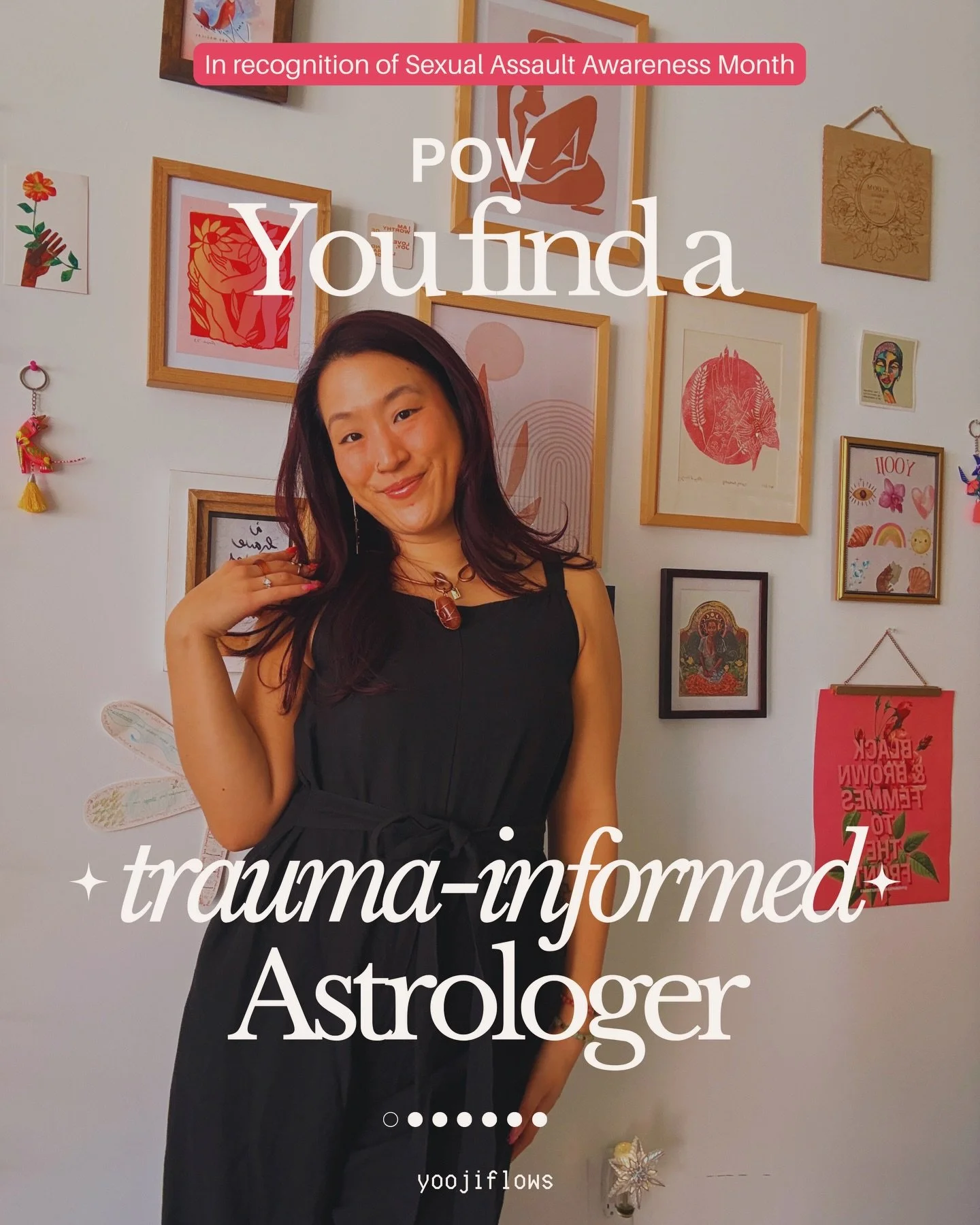 ✴︎ In recognition of Sexual Assault Awareness Month, I wanted to share a bit more about my story, my background, and how I integrate trauma-informed care into all of my readings and work.

Before doing the work I do now, I worked many years in the vi