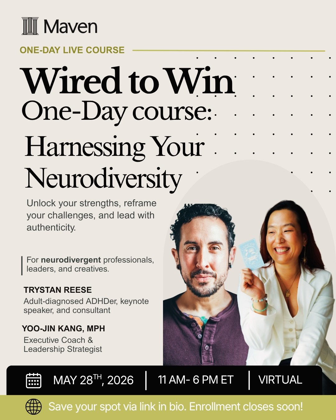 I&rsquo;m so excited to share a new offering I&rsquo;m co-hosting with my friend @biffandi ✨

Introducing: Wired to Win- a one-day virtual course designed for neurodivergent professionals, leaders, creatives, and humans navigating systems that weren&