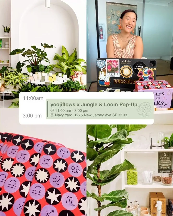 🌿✨yoojiflows x Jungle &amp; Loom is back! ✨🌿

I&rsquo;ll be popping up at @jungleandloom this Sunday for an afternoon of plants, astrology, and some of my new oracle card decks!🌱💫

Come wander through the Navy Yard location, pick up a new plant b