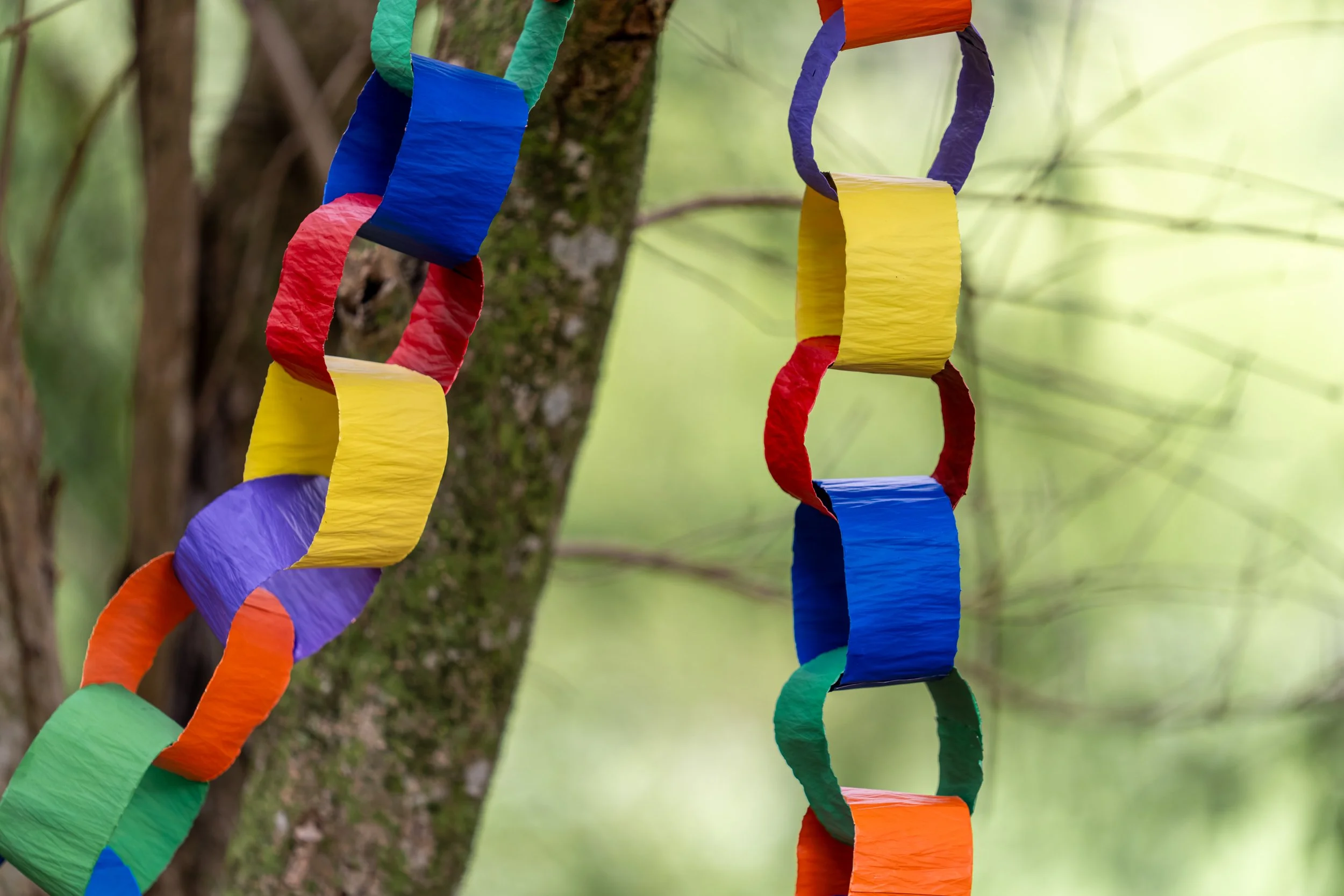 Party Chain (detail), 2026. Polychromed copper sheeting
