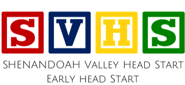 Logo with four colored blocks spelling SVHS, with SHENANDOAH VALLEY HEAD START and EARLY HEAD START written below