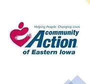 Logo for Community Action of Eastern Iowa with a pink heart and a stylized hand.