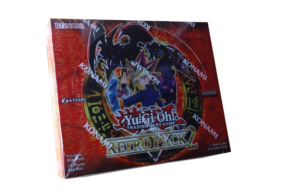 Yu-Gi-Oh! Retro Pack 2 booster box featuring classic Yugi and retro card artwork