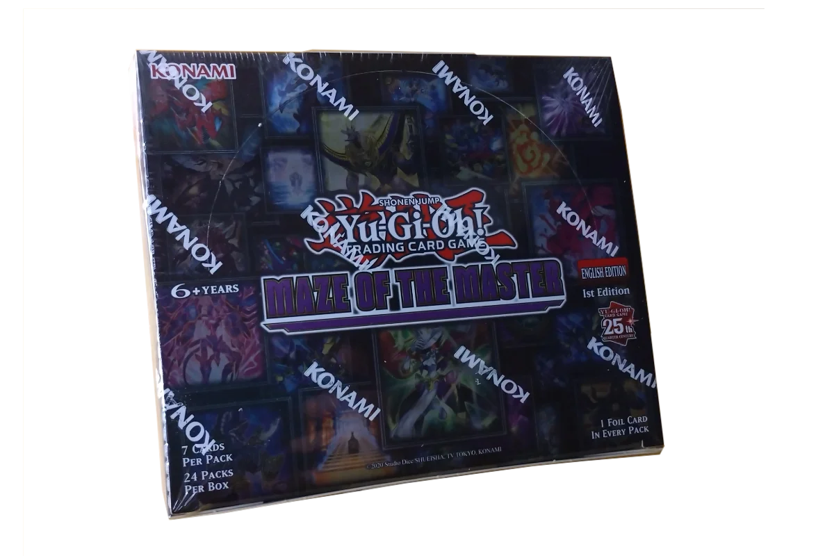 Yu-Gi-Oh! Maze of the Master booster box featuring Egyptian Trap Monsters and anime legacy cards