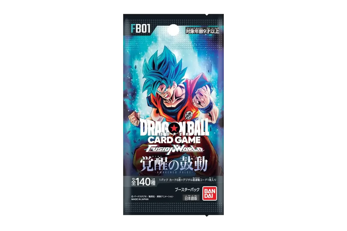 Dragon Ball Fusion World Awakened Pulse FB01 Japanese booster pack featuring Super Saiyan Blue Son Goku