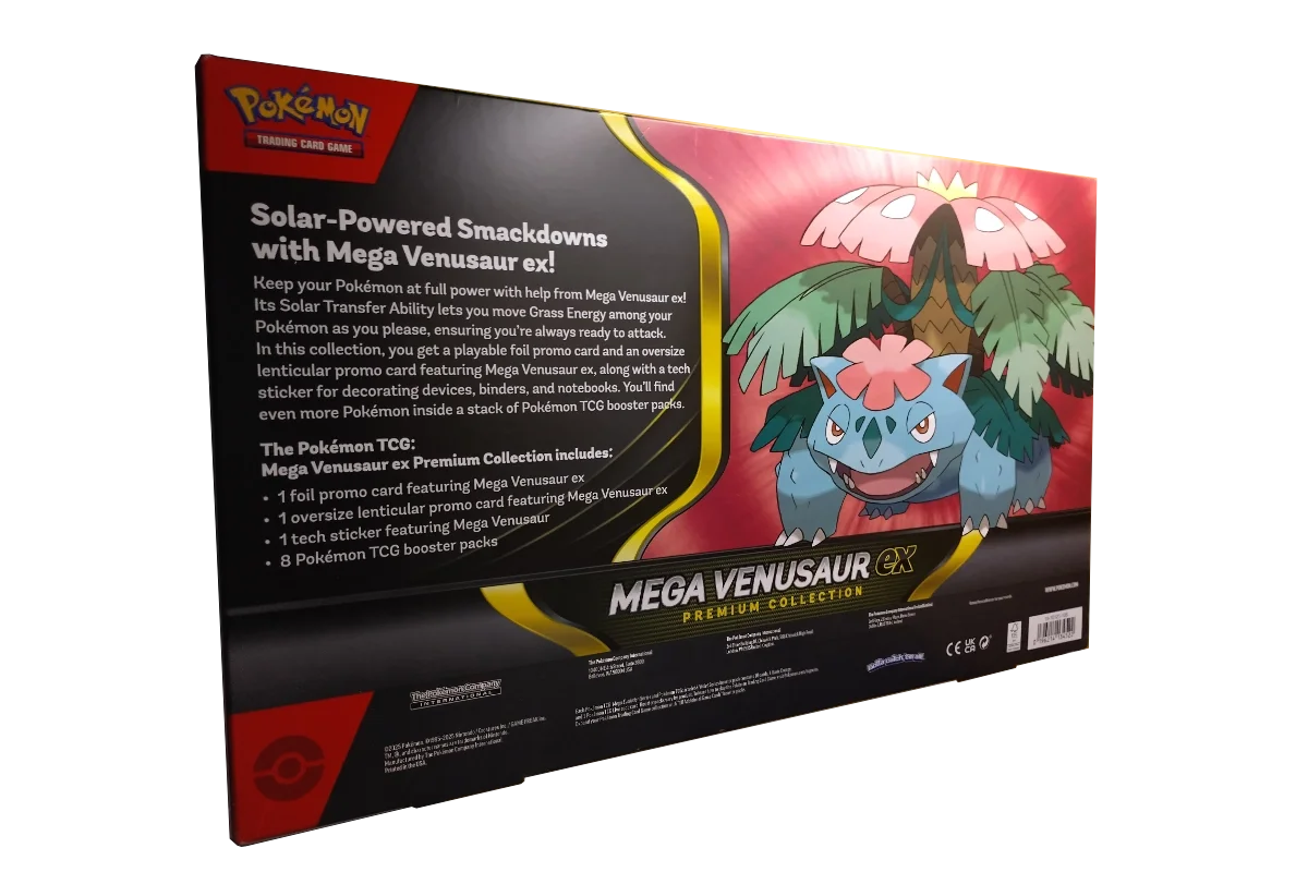 Pokémon Mega Venusaur ex Premium Collection back showing Solar Transfer Ability