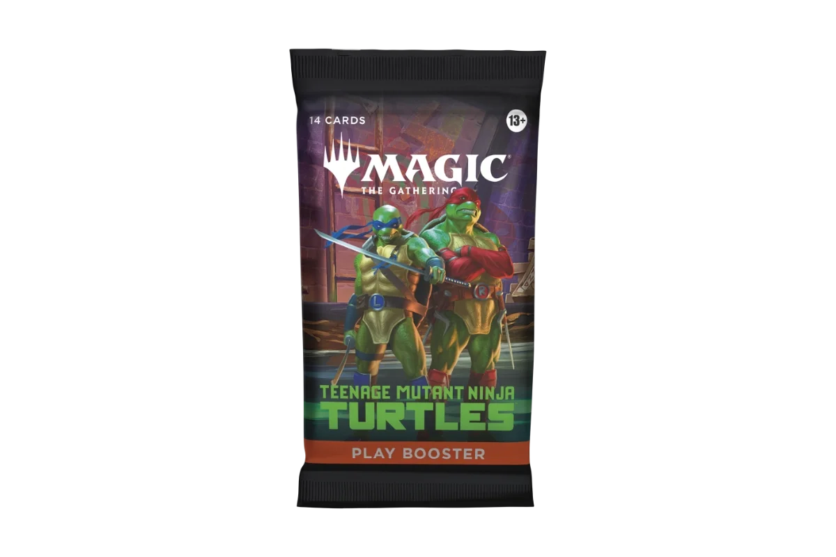 Magic The Gathering TMNT Play Booster pack featuring Leonardo and Raphael