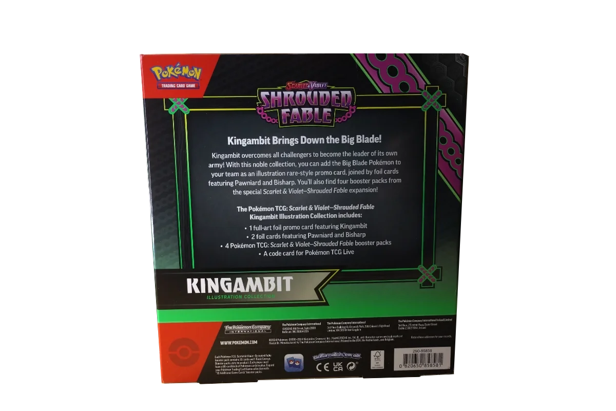 Pokémon Shrouded Fable Kingambit Illustration Collection back showing Big Blade Pokémon contents