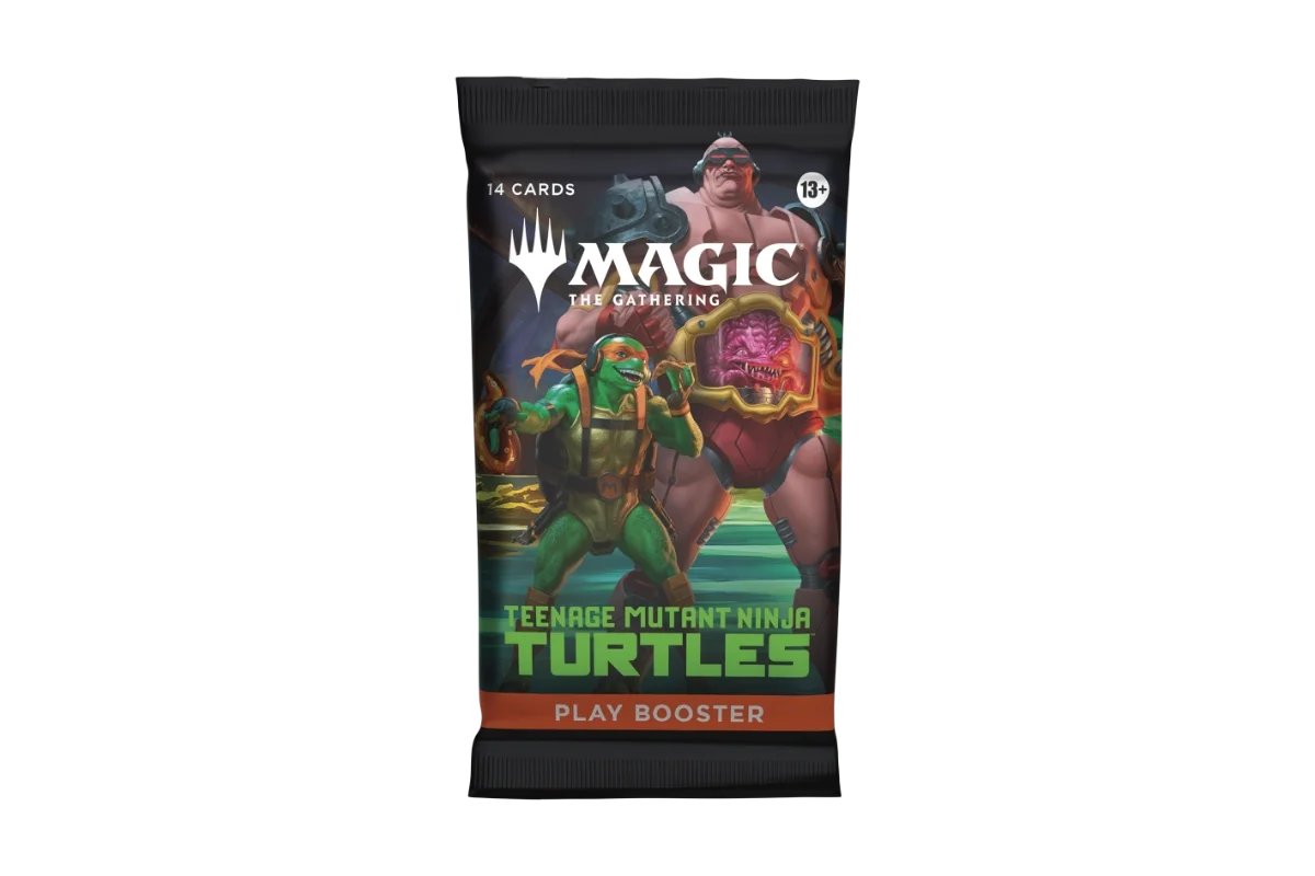 Magic The Gathering TMNT Play Booster pack featuring Michelangelo and Bebop
