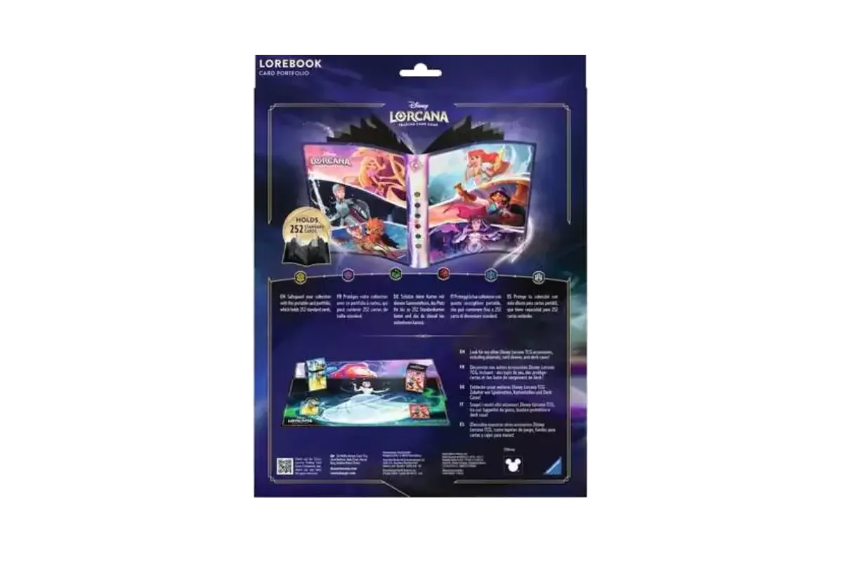 Disney Lorcana Princess Portfolio back showing 252-card capacity and 6 ink colours