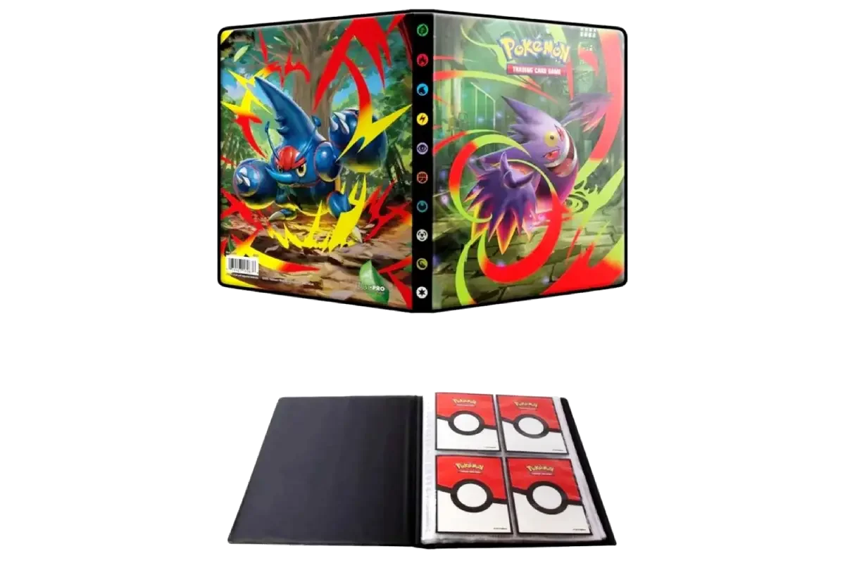 Pokémon Mega Evolution Phantasmal Flames 4-Pocket Portfolio showing Mega Heracross and Mega Gengar with interior pages