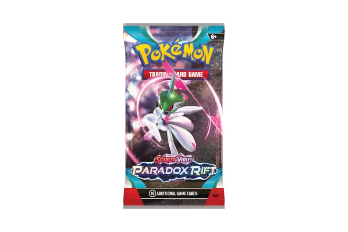 Pokémon Paradox Rift booster pack featuring Iron Valiant Future Paradox Pokémon