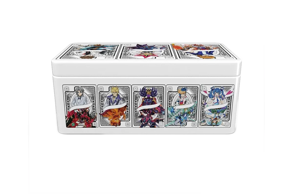 Yu-Gi-Oh! 2025 Mega Pack Tin sealed collector's tin featuring iconic characters Yugi and Kaiba with monster card artwork - side and partial top view