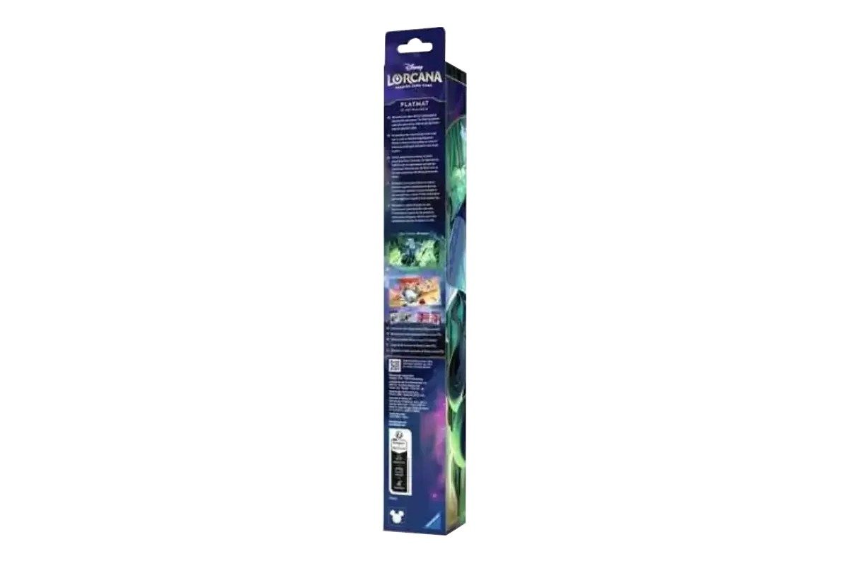 Disney Lorcana Reign of Jafar Hades playmat packaging back showing product specifications