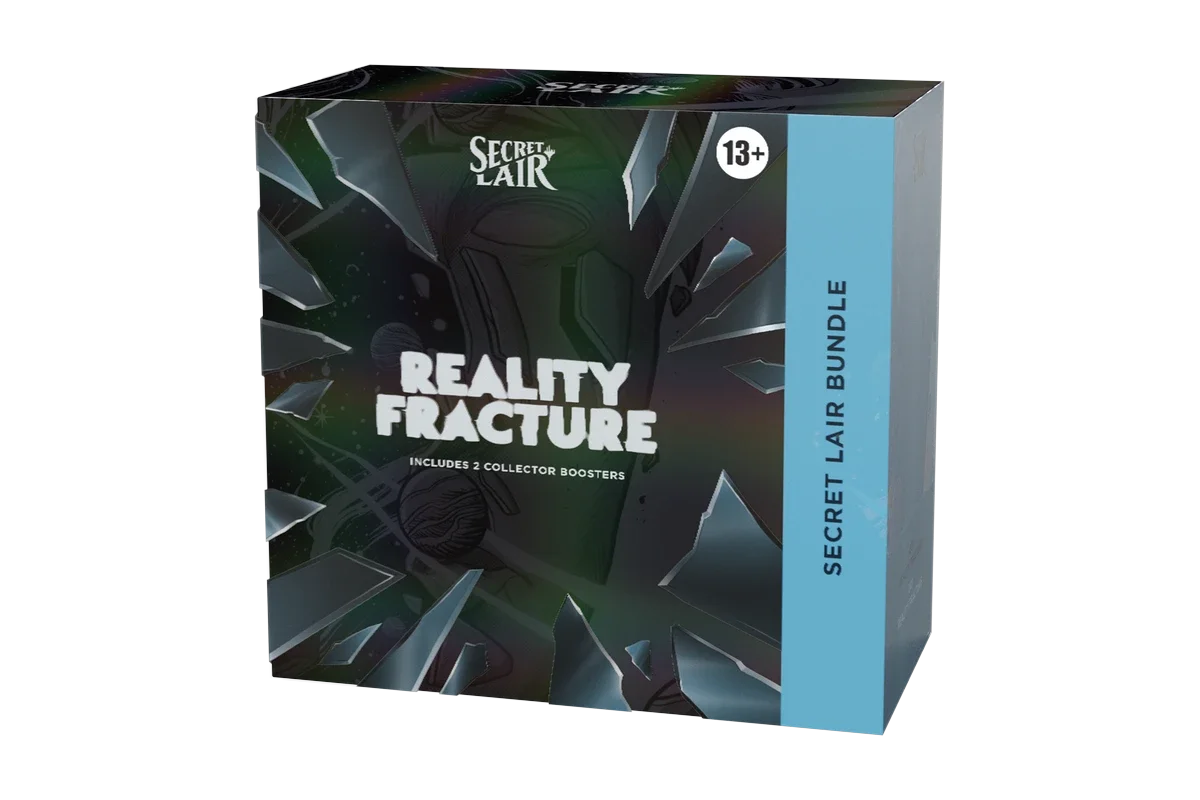 Secret Lair: Reality Fracture bundle box displayed at a front-right-angled view, sealed