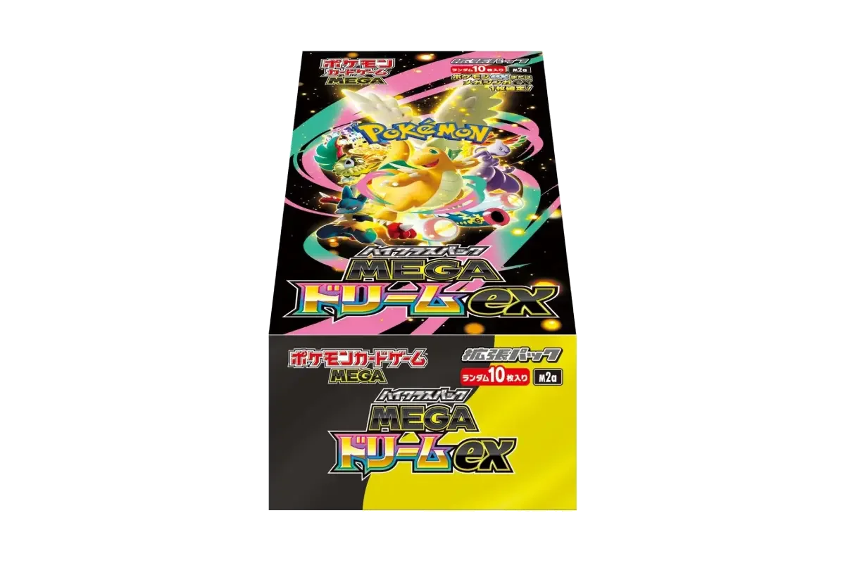 Pokémon TCG MEGA Dream ex High Class Pack booster display box (closed) featuring Mega Ampharos ex and Mega Pokémon