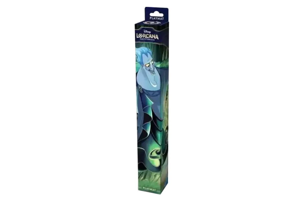 Disney Lorcana Reign of Jafar Hades playmat packaging front in rolled tube format