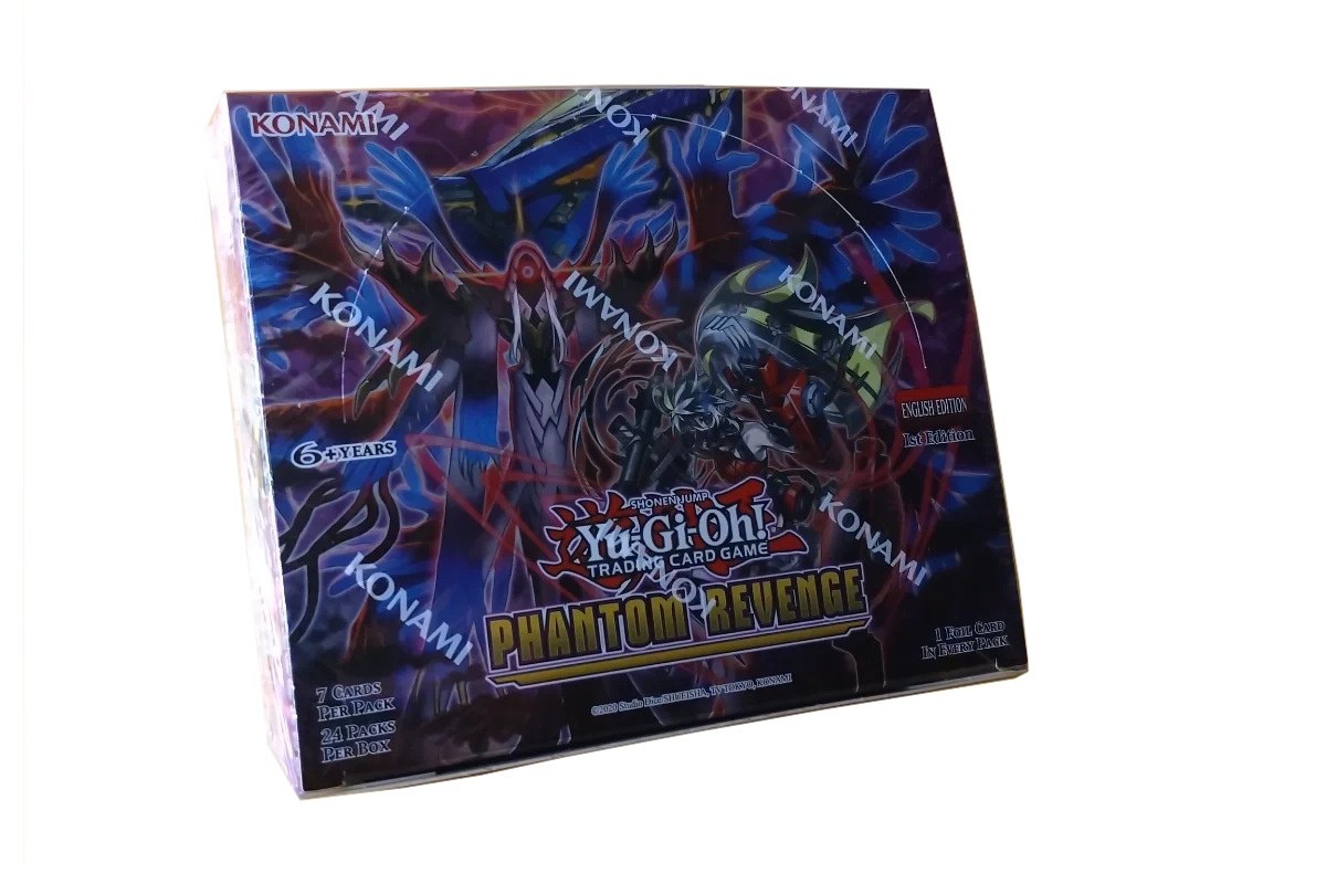 Yu-Gi-Oh! Phantom Revenge booster box featuring Hecahands Illusion Fusion monsters