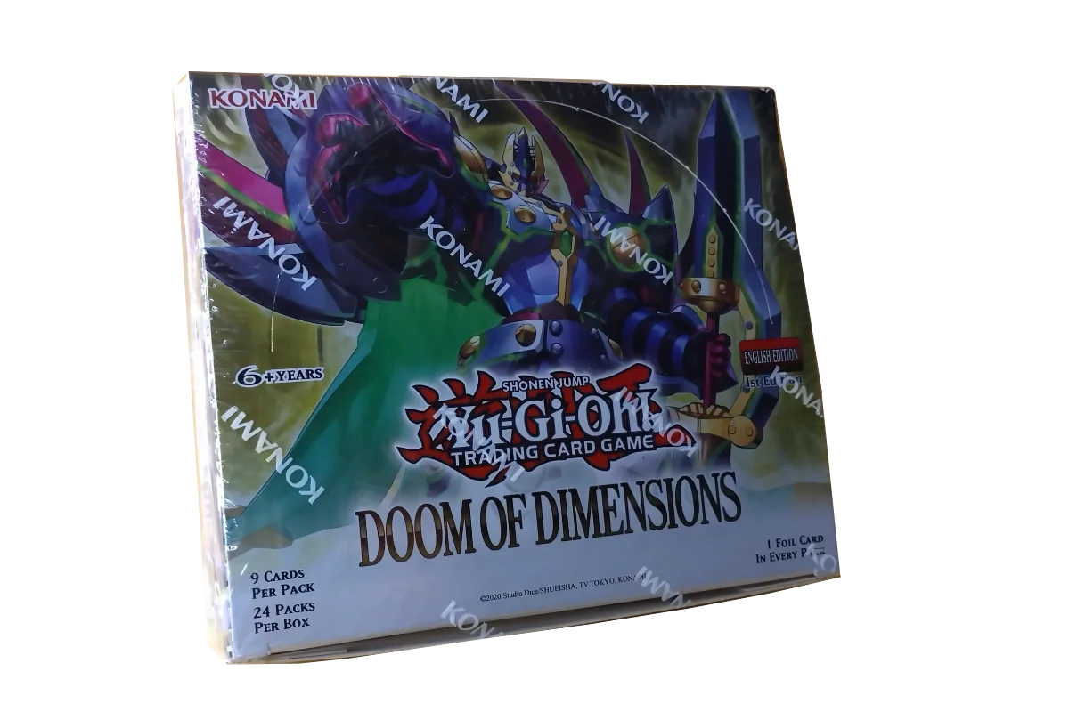 Yu-Gi-Oh! Doom of Dimensions booster box featuring DoomZ Dragon and Xyz monsters