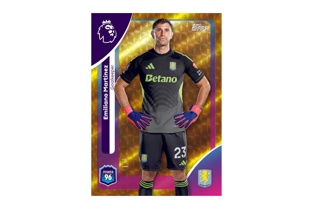 Emiliano Martinez Aston Villa goalkeeper card with gold parallel finish