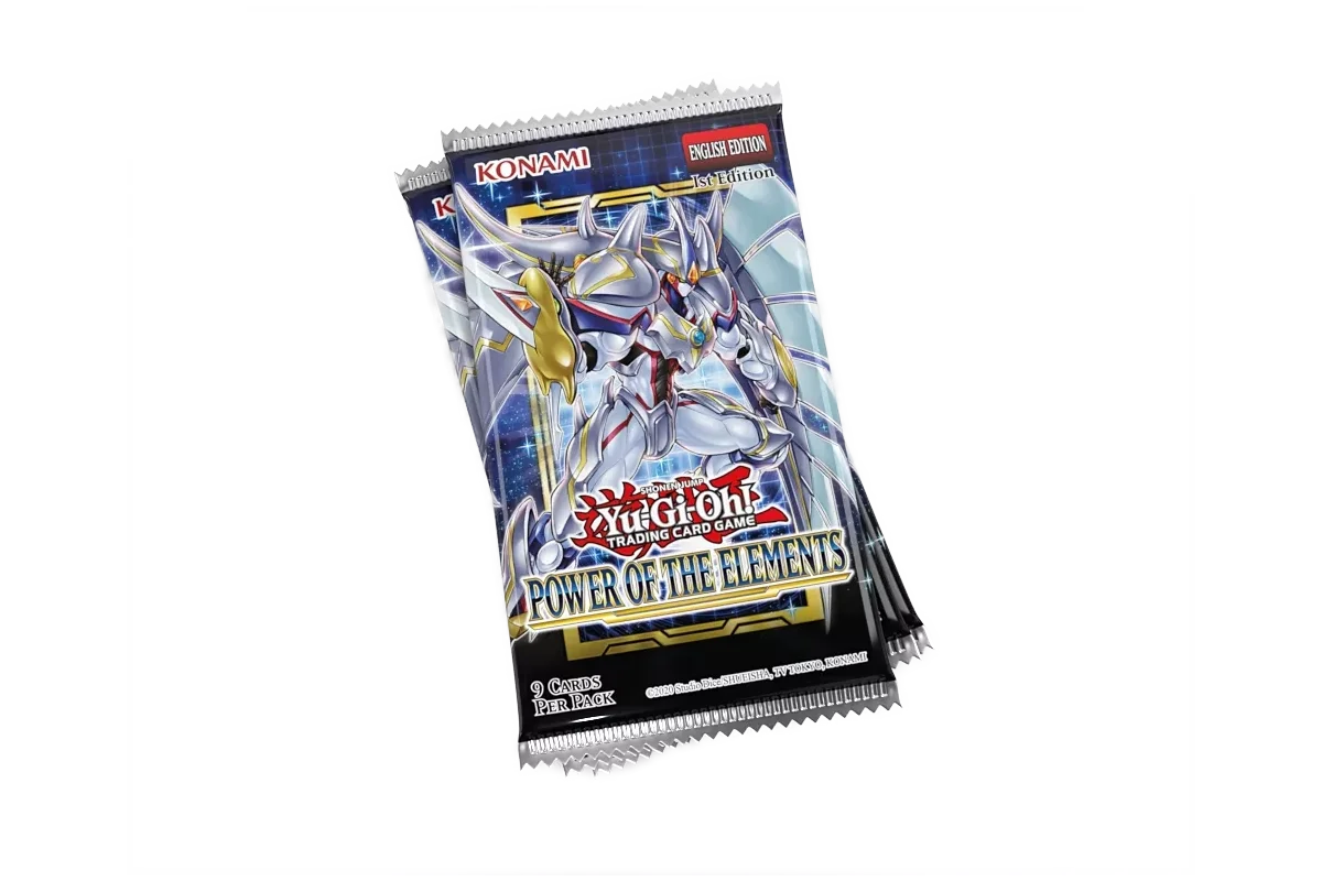 Yu-Gi-Oh! Power of the Elements booster pack stack featuring Elemental HERO and Spright monsters