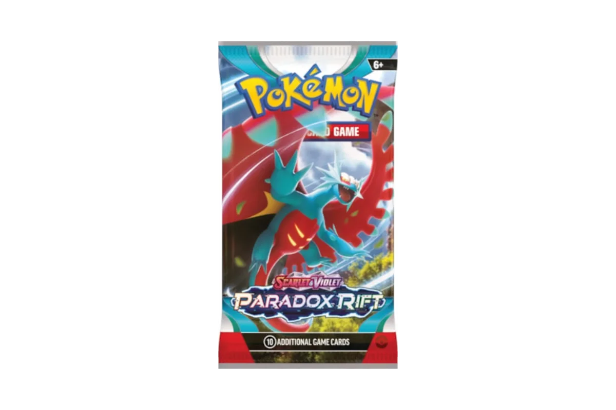 Pokémon Paradox Rift booster pack featuring Roaring Moon Ancient Paradox Pokémon