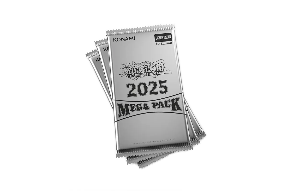 Yu-Gi-Oh! 2025 Mega Pack Tin booster stack