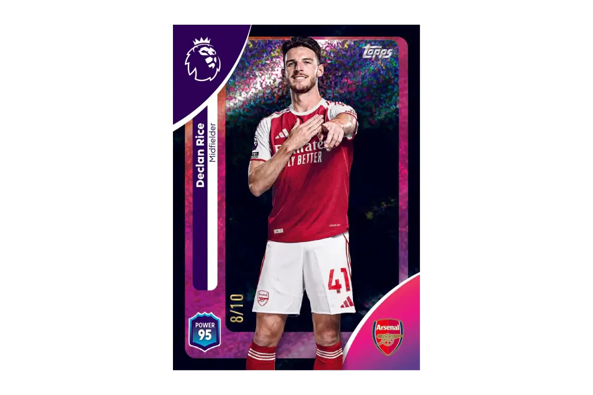 Declan Rice Arsenal limited edition card with holographic parallel finish
