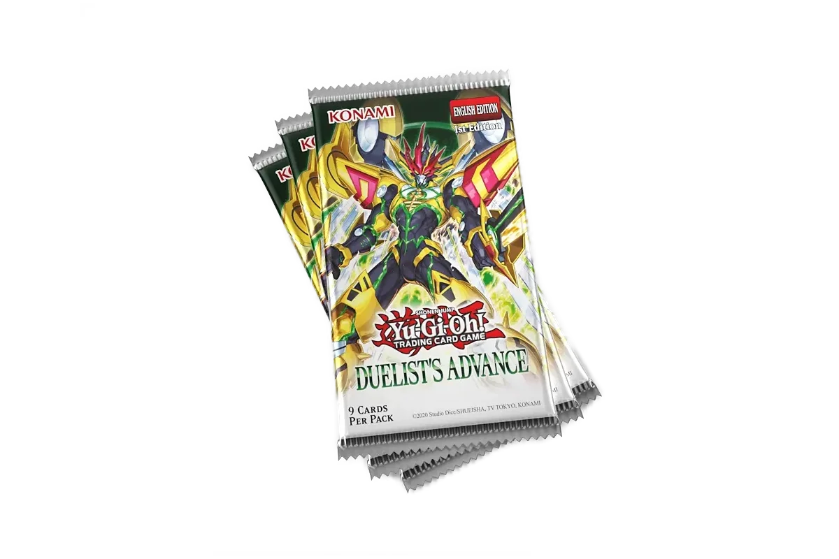 Yu-Gi-Oh! Duelist's Advance booster pack stack featuring Artmage and Power Patron