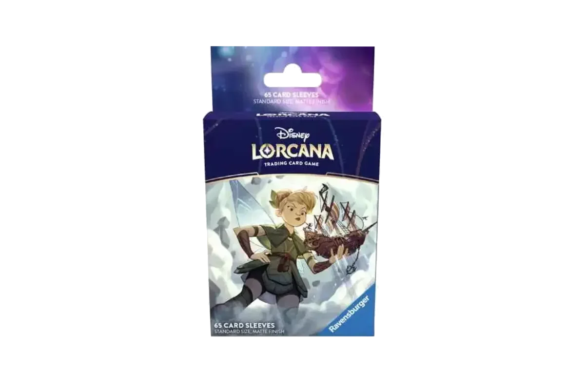 Disney Lorcana Reign of Jafar Tinker Bell card sleeves pack featuring Tinker Bell - Giant Fairy pirate captain artwork