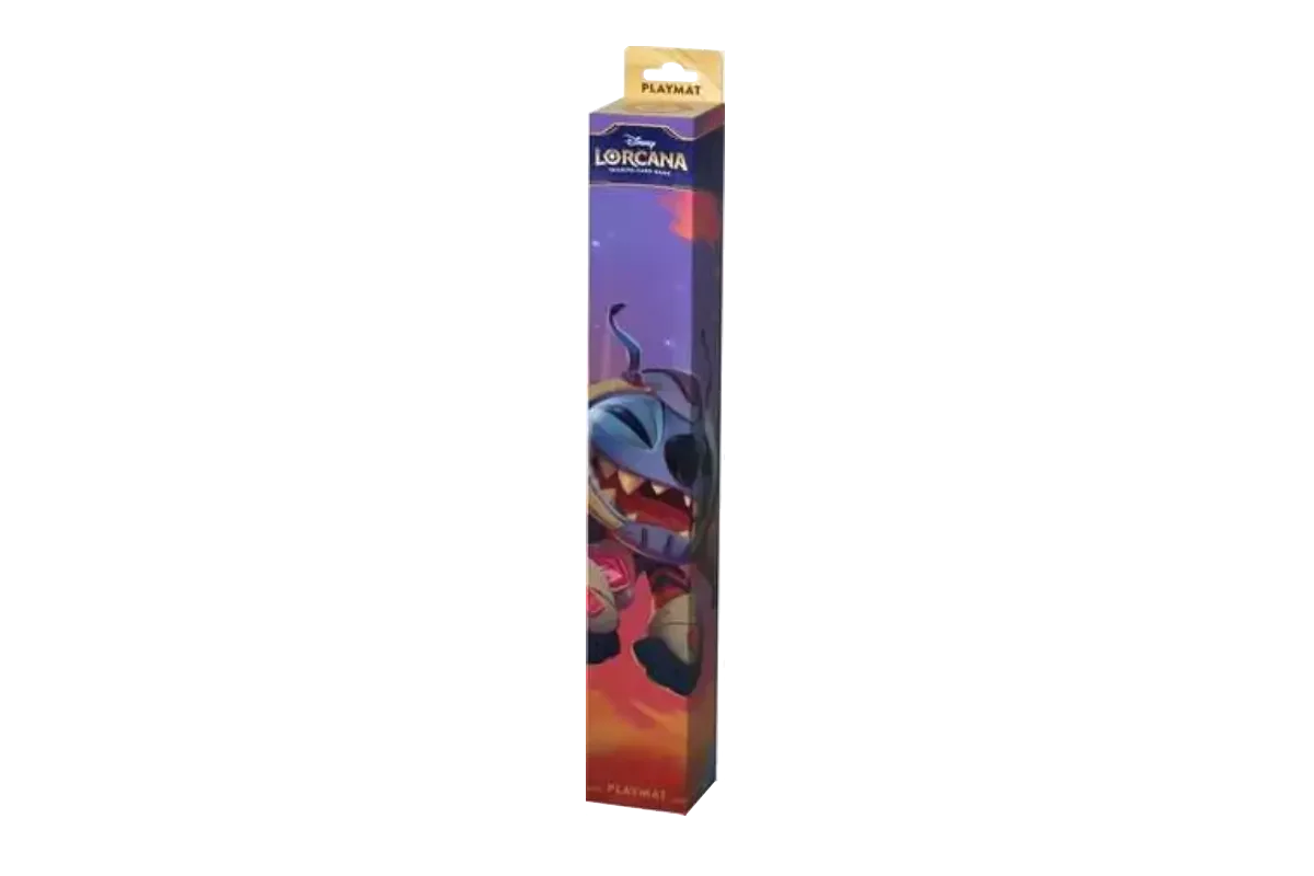 Disney Lorcana Into the Inklands Stitch playmat packaging in rolled tube format