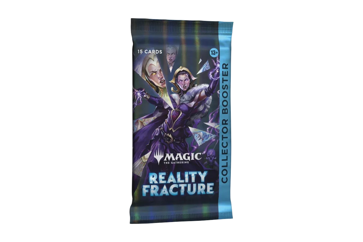 Magic: The Gathering Reality Fracture Collector Booster sealed pack shown at a front-angled view,