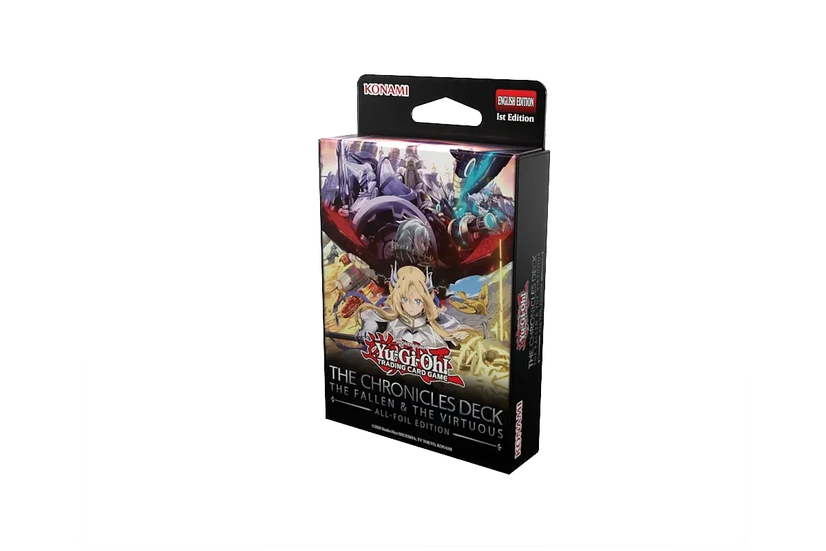 Yu-Gi-Oh! The Chronicles Deck featuring Fallen of Albaz and Dogmatika Ecclesia the Virtuous - front right view