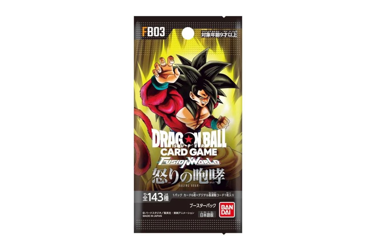 Dragon Ball Fusion World Raging Roar FB03 Japanese booster pack featuring Super Saiyan 4 Son Goku