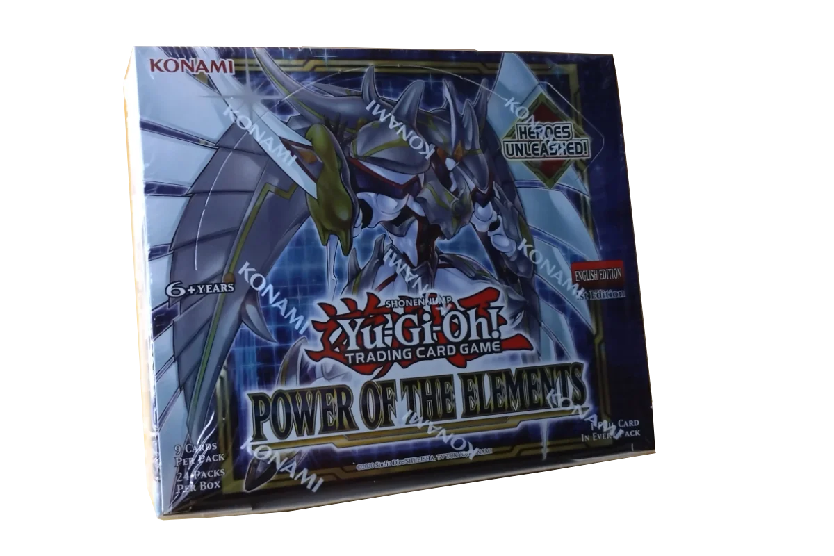 Yu-Gi-Oh! Power of the Elements booster box featuring Elemental HERO and Spright monsters