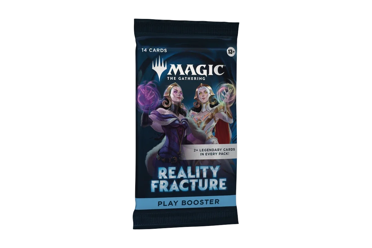 A sealed front-facing booster pack containing 14 cards with a 13+ age