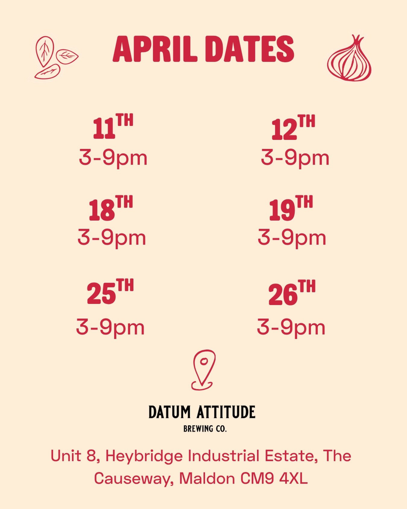 🔥 APRIL REMAINING POP-UP DATES ARE HERE 🔥 

You asked&hellip; we delivered 👀 
We&rsquo;re back at Datum Attitude for the rest of April and trust us, you don&rsquo;t want to miss these ones 🍕 

Same unreal pizzas. Banging beer. Same vibes.

Whethe