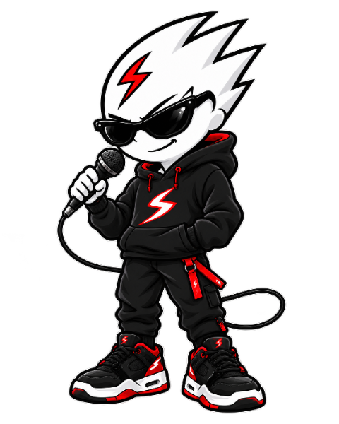 Snarkman holding a microphone