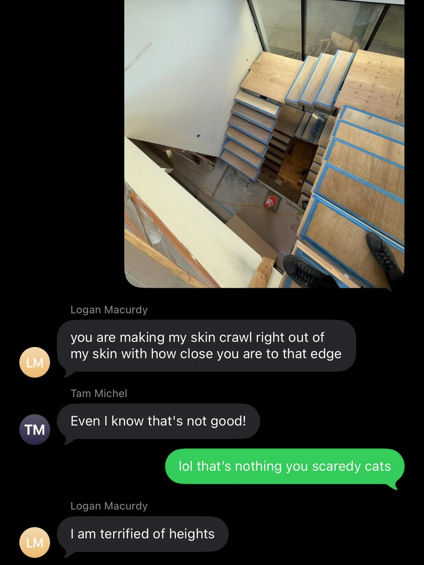 36' up on edge - We provided the documentation for these stairs, now it&rsquo;s time to add the guardrail. Another reminder why quality fabrication and precise installation plans are crucial. No rail means no room for error. We pride ourselves on del