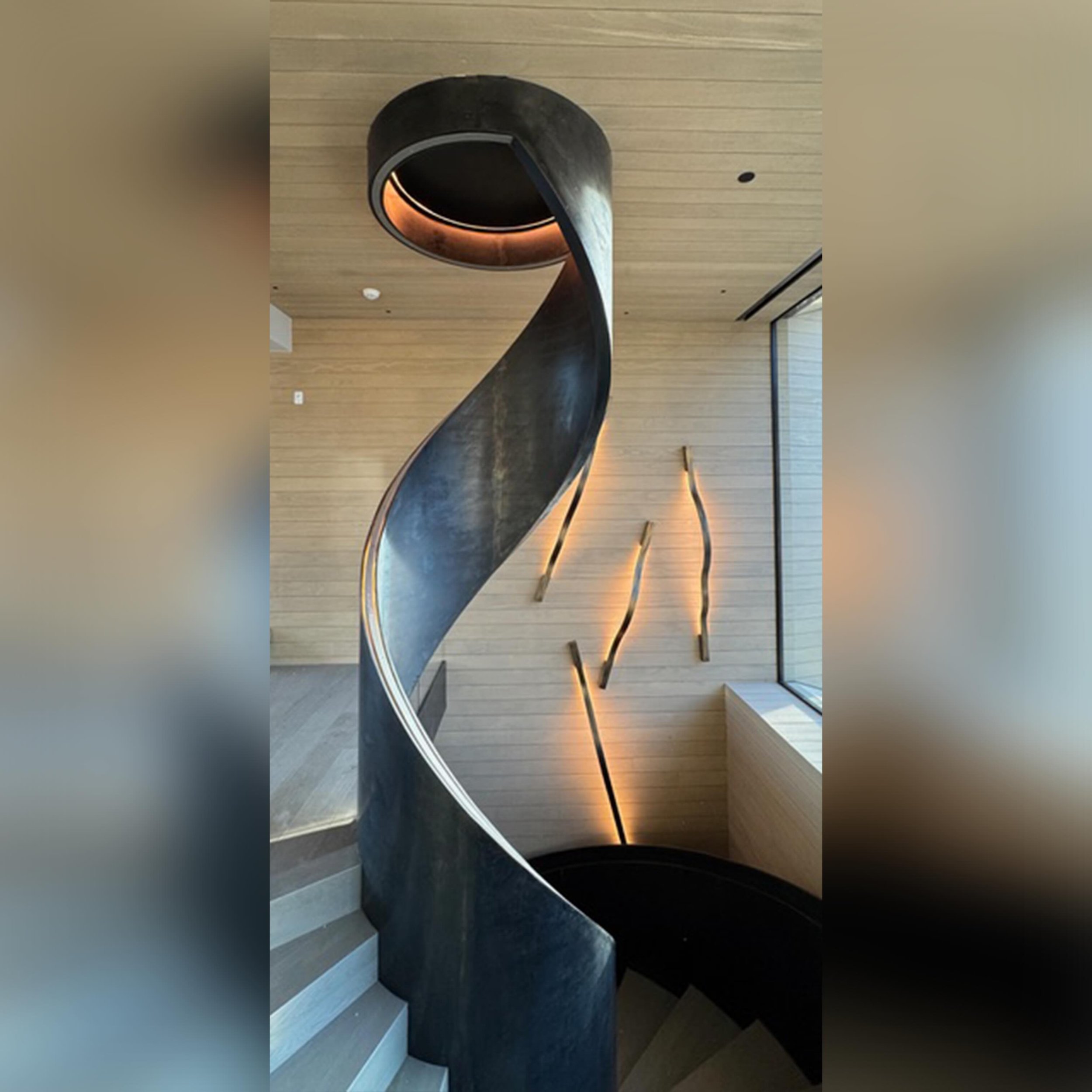 This stair creates a moment when someone enters the space and looks up. It becomes more than a way to move between floors; it becomes a focal point, a sculpture, and a memory within the home.

This project was developed as part of my previous profess