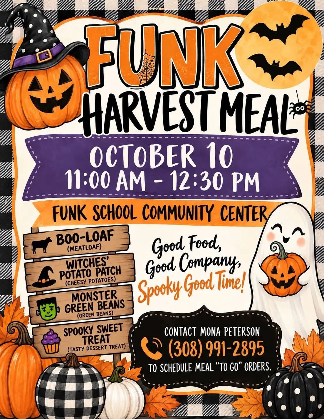 Funk Harvest Meal promotional flyer October 10, 2026 from 11am - 12:30pm