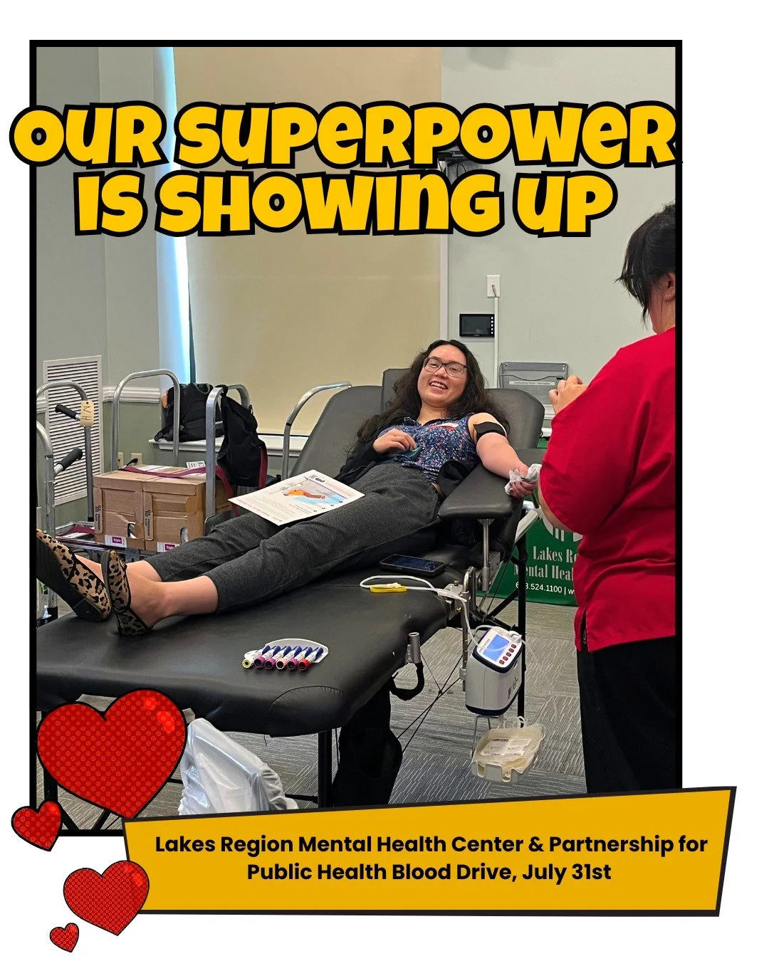 Bringing the Power of Us to the community through our local Blood Drive with @lakesregion_mentalhealthcenter 

Thank you to all who showed up and gave blood!