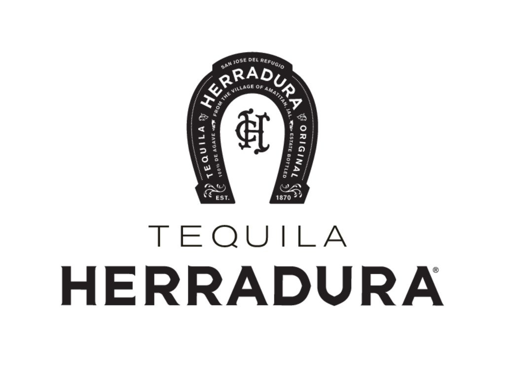 Logo for Herradura Tequila with a horseshoe and the word 'Herradura' in the center.