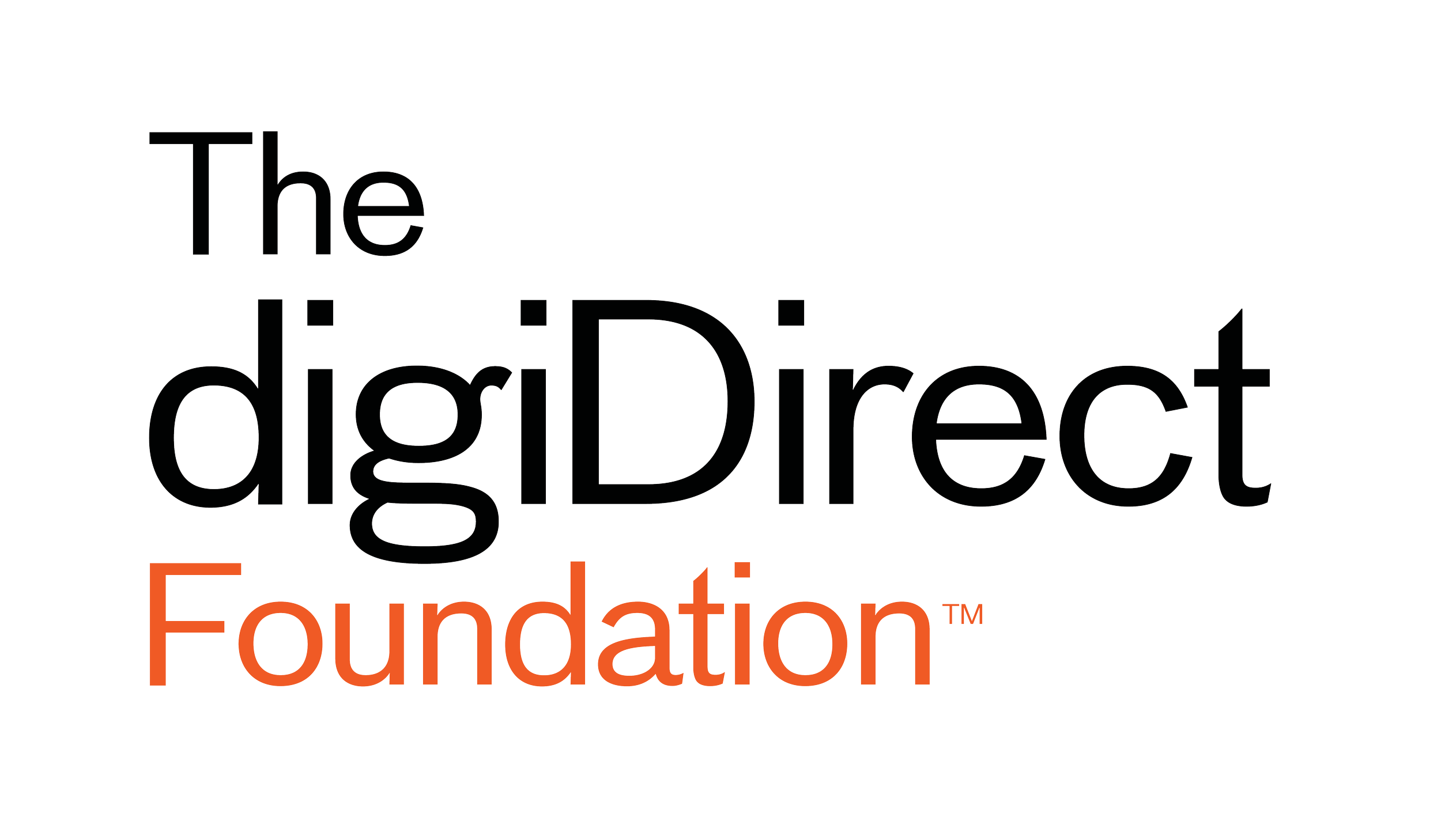 The logo of The digiDirect Foundation with the words 'The digiDirect Foundation' in outlined and filled letters, with 'Foundation' in orange.