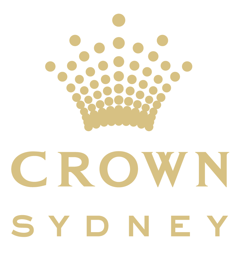 Gold crown with the text "CROWN SYDNEY" beneath it in gold letters.