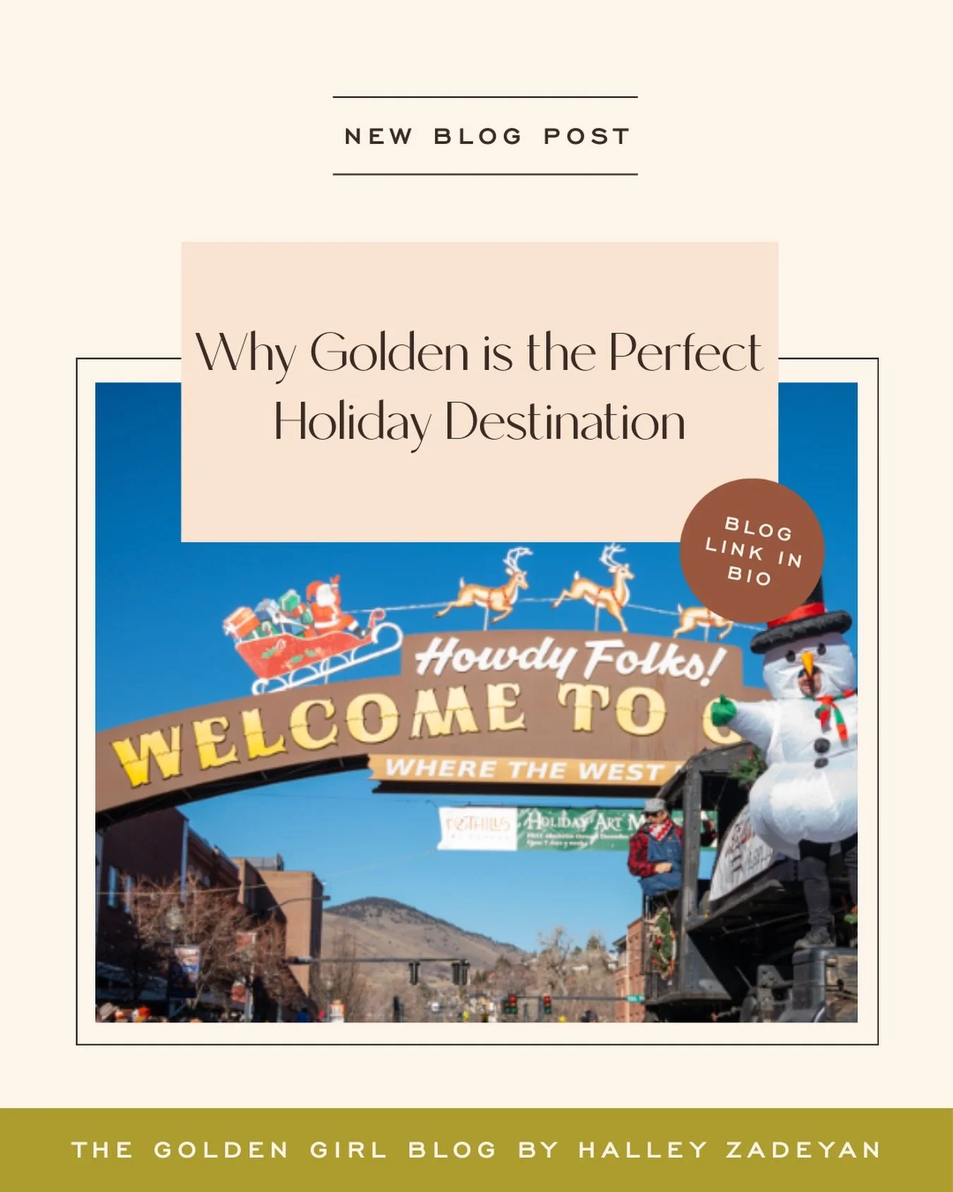 New blog post 🎄

Golden turns into a winter wonderland during the holidays &hellip; from candlelit walks and twinkling lights to festive parades &amp; cozy shops. Read more about why Golden, CO is the perfect holiday destination ❄️ Link in bio 🔗